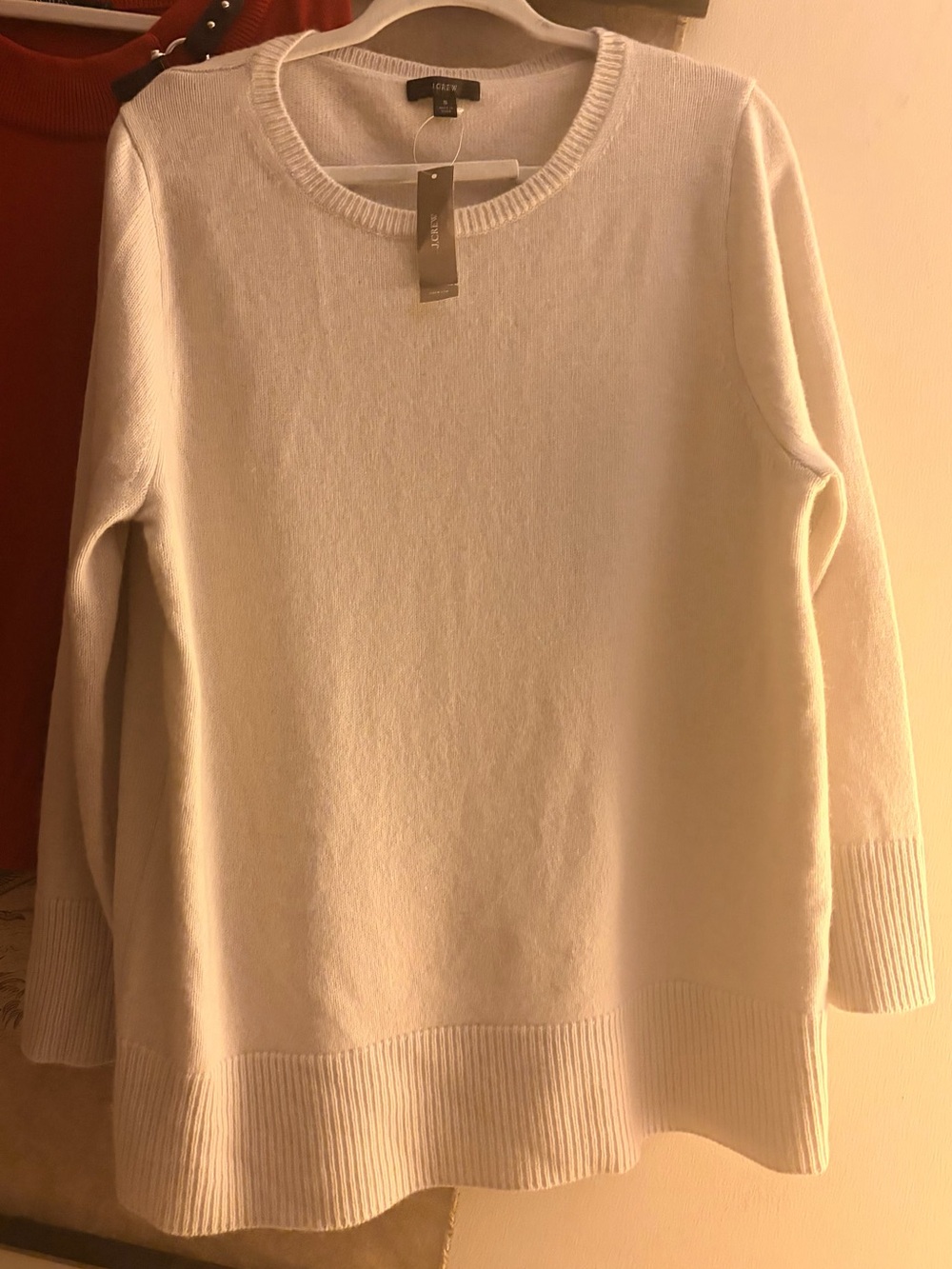 * New J. Crew Oversized Wool Cashmere Alabaster Ivory Crewneck Sweater Small *